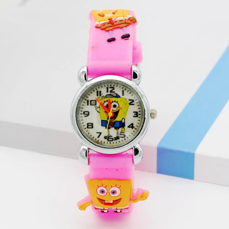 New Arrival 3D Cartoon Silicone Band children cartoon quartz watches christmas gift SpongeBob Watch 1pcs