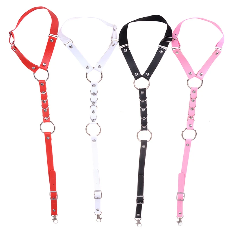 Мода харадзюку кожаная рубашка панк Подтяжки Мужчины Женщины крюк регулируемые