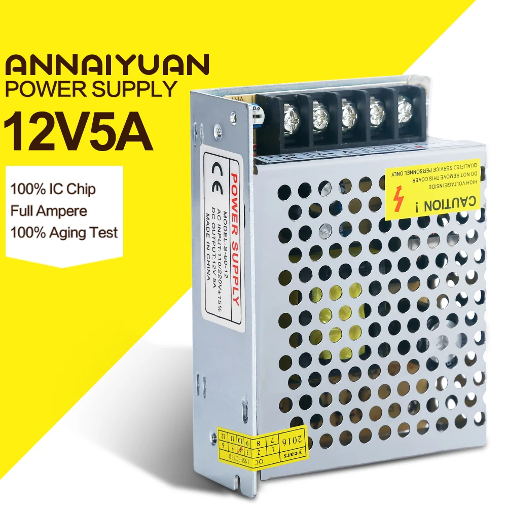 5A 60 Вт DC Мощность Трансформаторы 12 В AC100 240 S 120 светодиодный Drive switc Питание адаптер