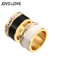 msx luxury black white ceramic rings female fashion love promise rings engagement wedding bridal stainless steel rings for women
