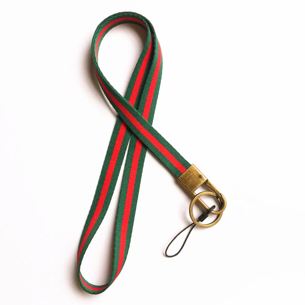 Soft Woven Stripe Neck Lanyard and Hand Wrist Strap for Cell Phone Camera KeyChain ID NameTag Badge Etc Device With Bronze Hook