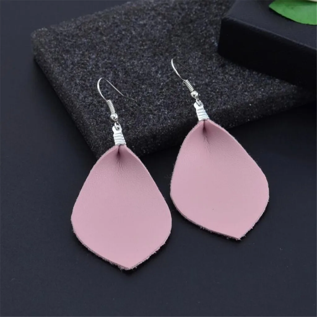 2019 Новый сезон: весна–лето лист кожаный чехол слеза богемные серьги с подвесками