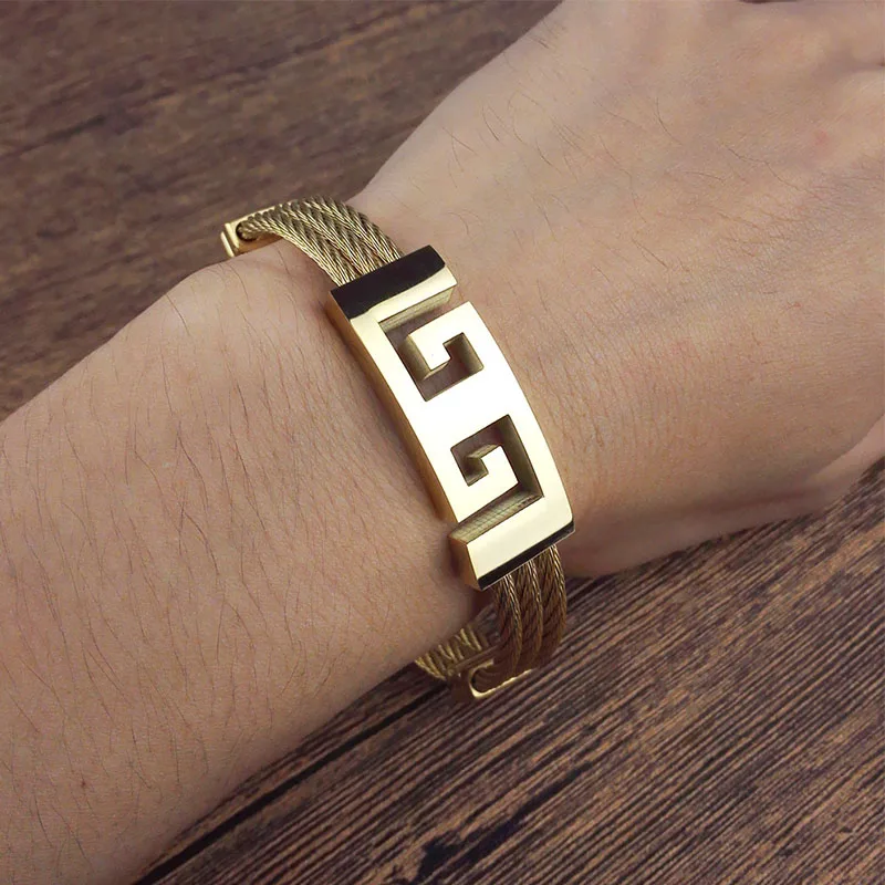 Нержавеющая сталь G Форма браслет Homme Для мужчин золотые украшения Цвет панк