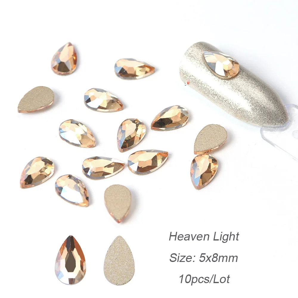 Heaven Light 10 шт. Кристаллы Стразы для ногтей 3D страз жир капли воды камни AB дизайн ногтей украшения аксессуары для ногтей алмазный Маникюр BEA41 - Цвет: Heaven Light