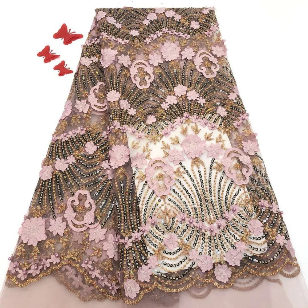 

Cassiel Sequins African Lace Fabric 2019 High Quality 3D Flowers Embroidery Lace Tulle French Lace Fabric For Wedding Dresses