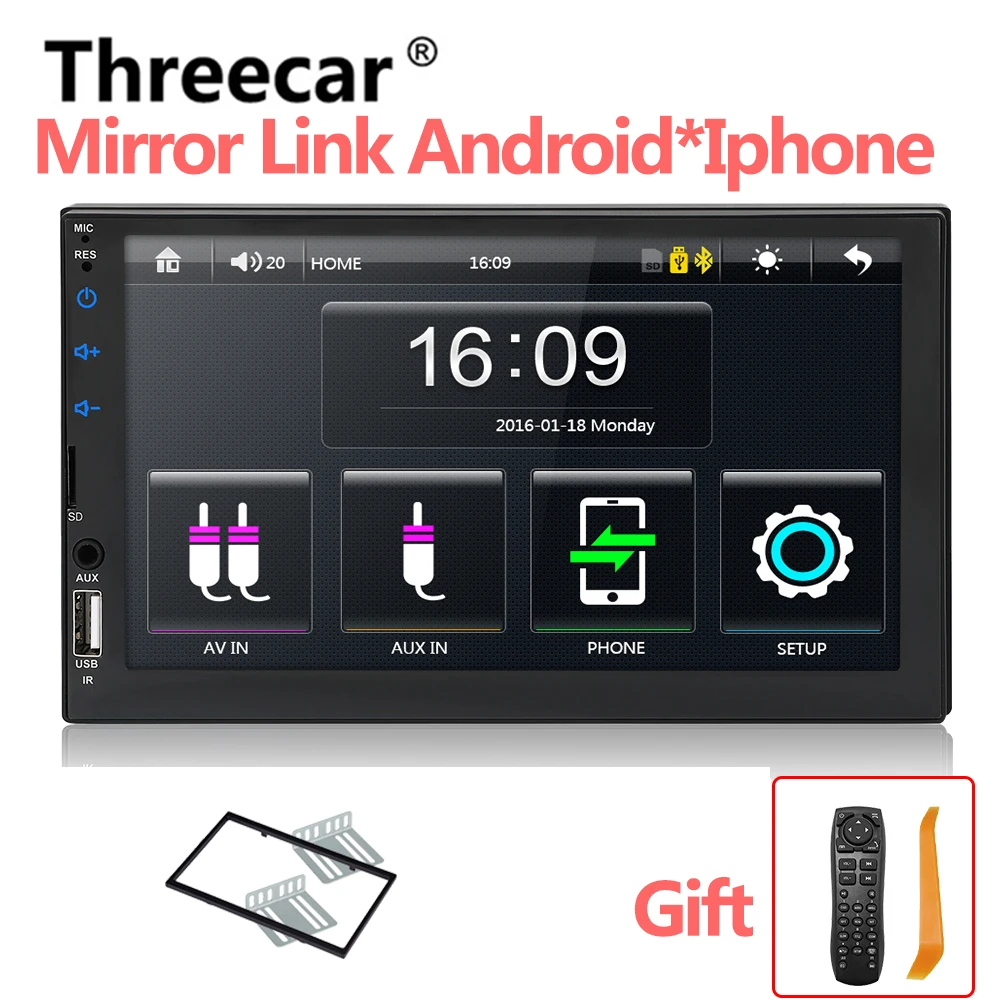 with frame Автомагнитола 7049D HD " сенсорный экран стерео 2 Din Bluetooth FM SD USB Aux вход Зеркало Ссылка Android Mp5 плеер - Цвет: with frame