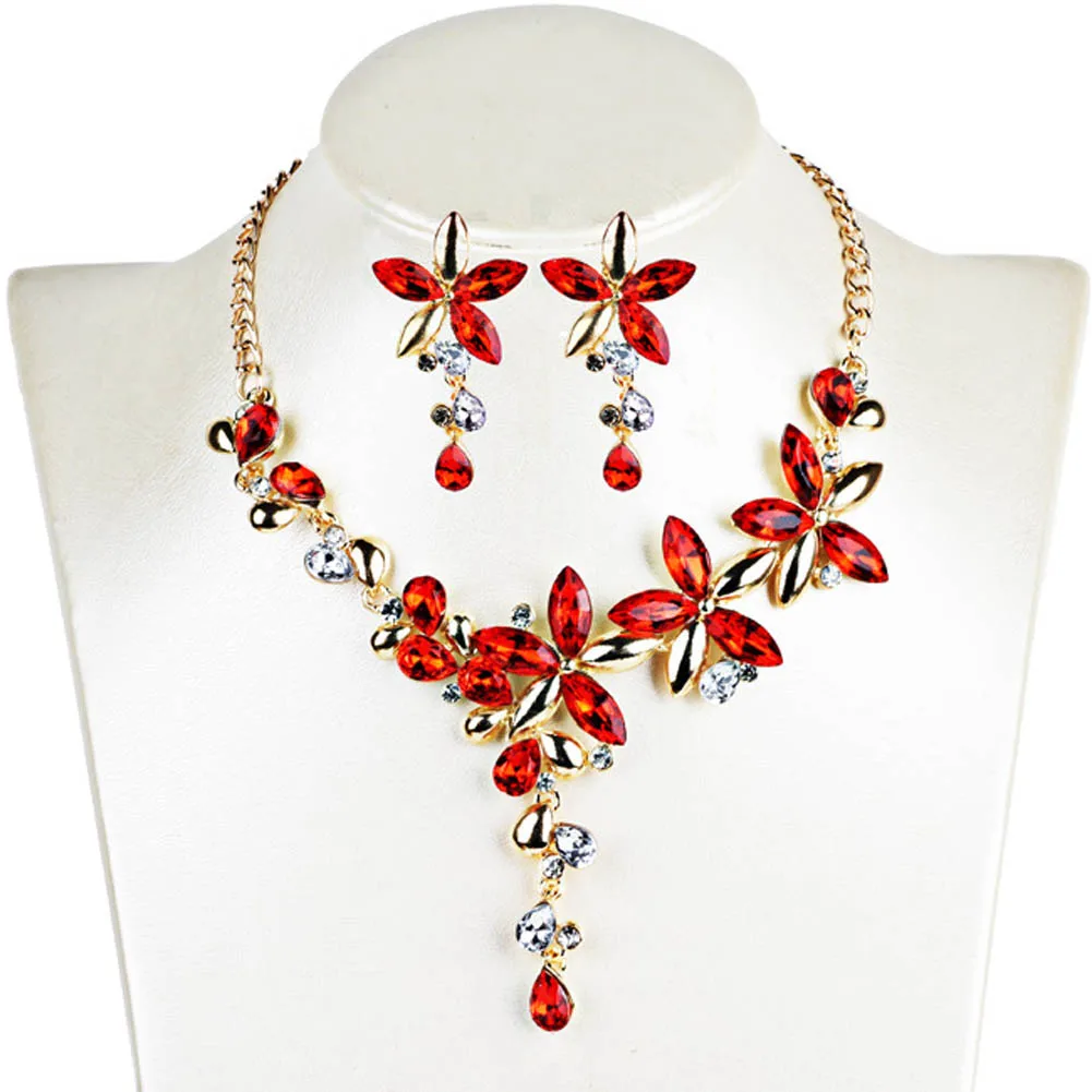 Женский Короткий воротник ожерелье ювелирное изделие с кристаллами пять листьев