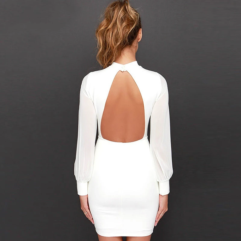 Черное сексуальное Бандажное платье с открытой спиной Короткое мини-платье