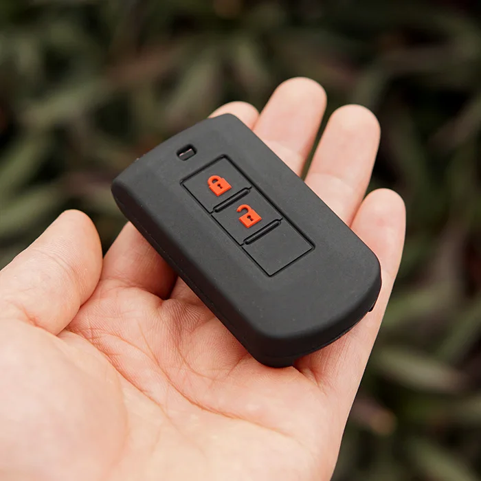 Black with Red Силиконовый защитный брелок, кожный чехол, набор для Mitsubishi Outlander ASX AXR RVR Nativa Pajero Montero Lancer Shogun, пульт дистанционного управления - Название цвета: Black with Red