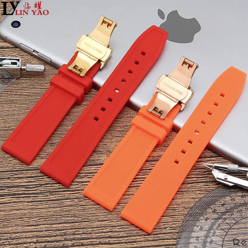 

Soft Silicone Replacement Sport Wristband Watch Band Strap Butterfly clasp Bracelet Wrist Watchband 18 20 22 24mm Exempt postage