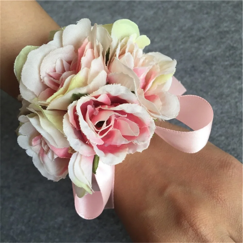 Искусственная Роза WeddingBobDIY цветок невесты корсаж на запястье женский браслет