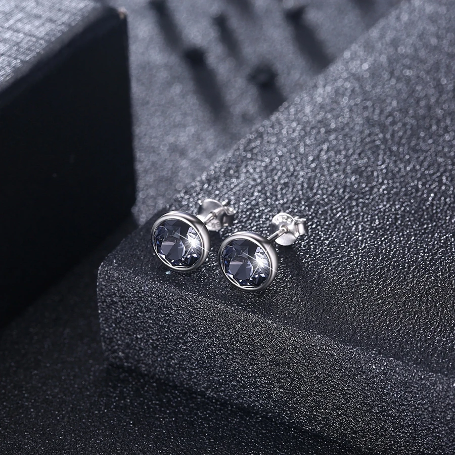 MALANDA круглые серьги из серебра Swarovski модные гвоздики для женщин свадебные