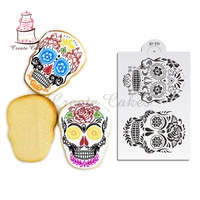 skull stencil for cupcake decoration template mold fondant cake plastic stencil decorating cookies backing tools