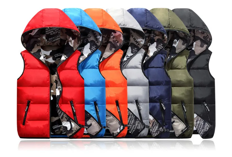 UNIVOS KUNI 2018men' теплый жилет chalecos para hombre, толстый теплый тонкий пуховик, камуфляжный жилет с капюшоном для мужчин/женщин Q533