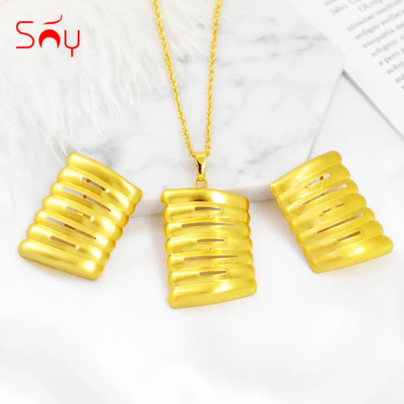 Sunny Jewelry Классический квадратный ювелирный набор для женщин серьги кулон