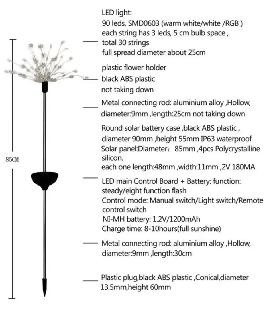 2 шт. садовые лампы на солнечной энергии медный провод светодиодный светильник