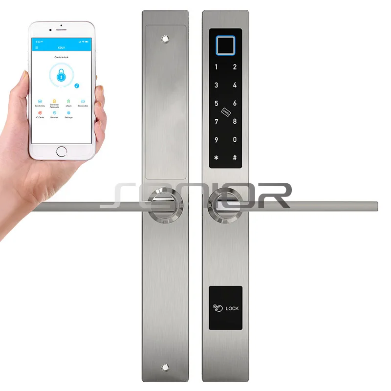 Раздвижной дверной замок отпечатков пальцев Bluetooth APP перевод с идентификацией