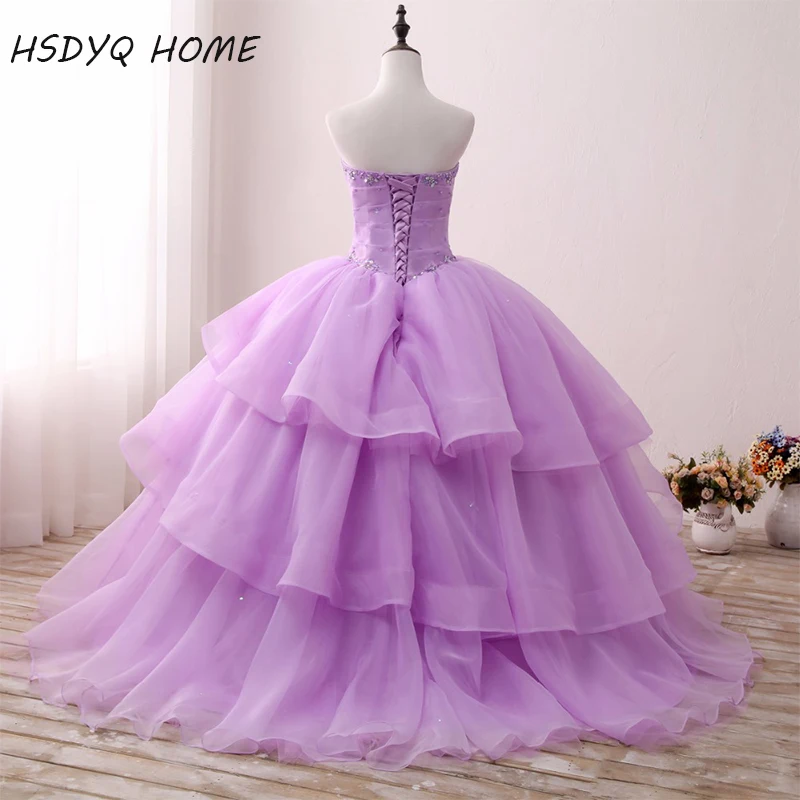 Светильник фиолетовые платья для Quinceanera дешевые женские 15 лет потрясающие на