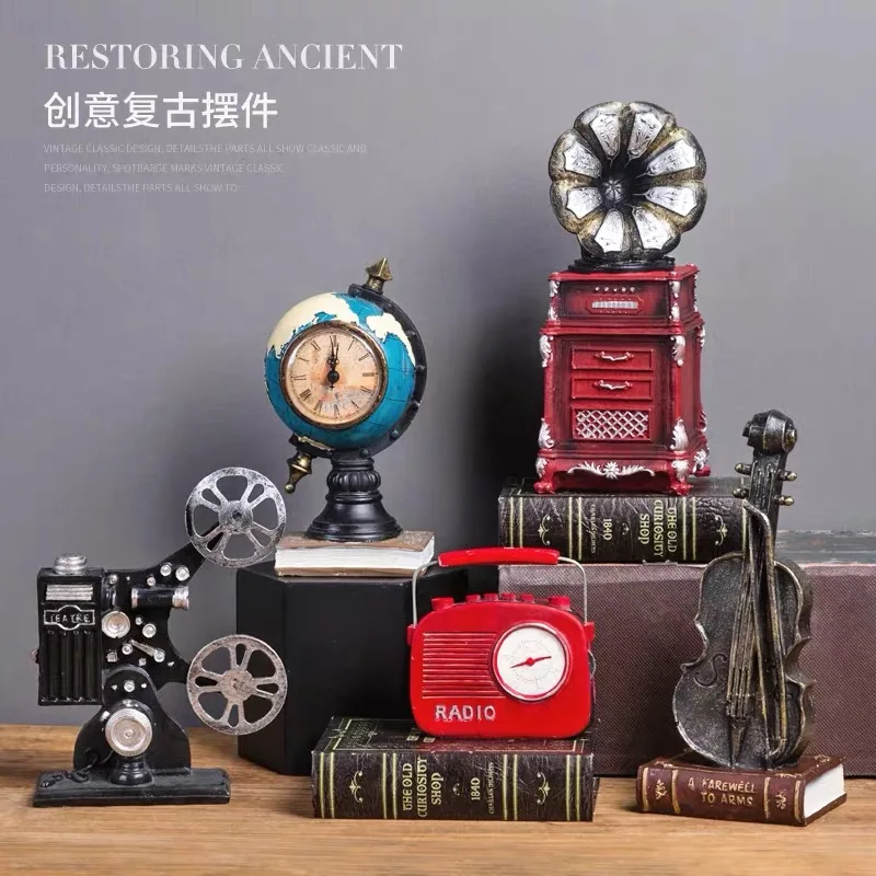 

Creative Living Room Porch Ornaments Home Retro TV Wine Cabinet Decorations Bookcase Bedside Crafts Small Furnishings