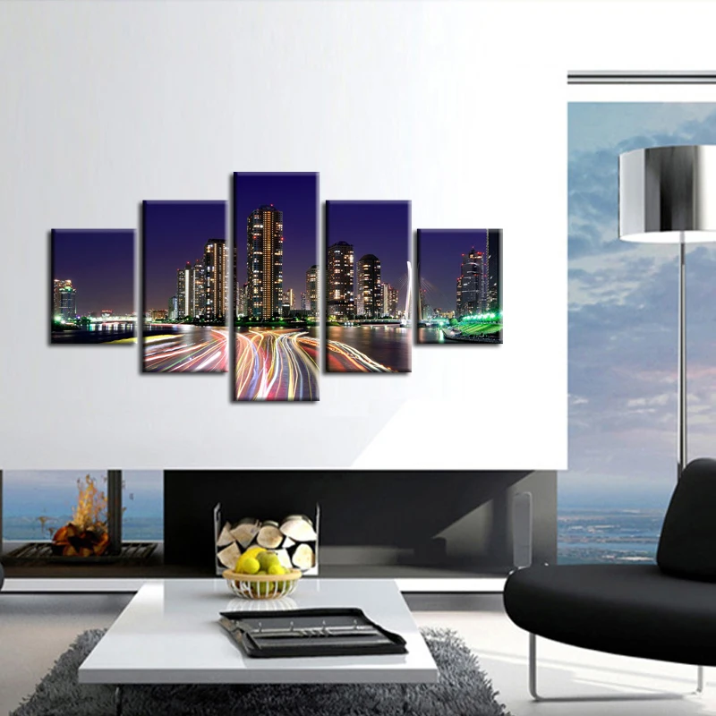 Картина на холсте 5 шт. красивые городские современные картины|oil picture|canvas painting5 pcs |