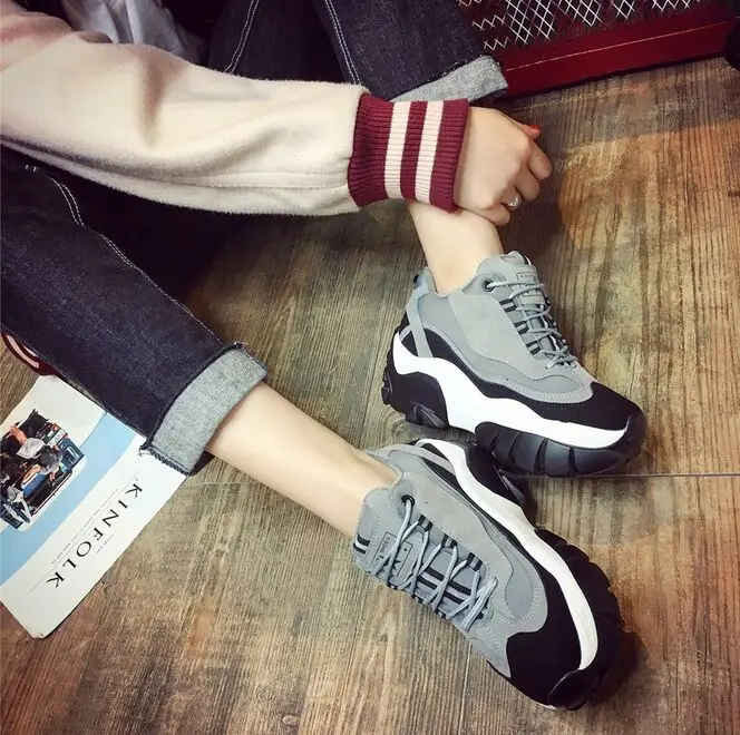 Новая мода стиль увеличение женская обувь дышащий повседневная Loafer Платформа