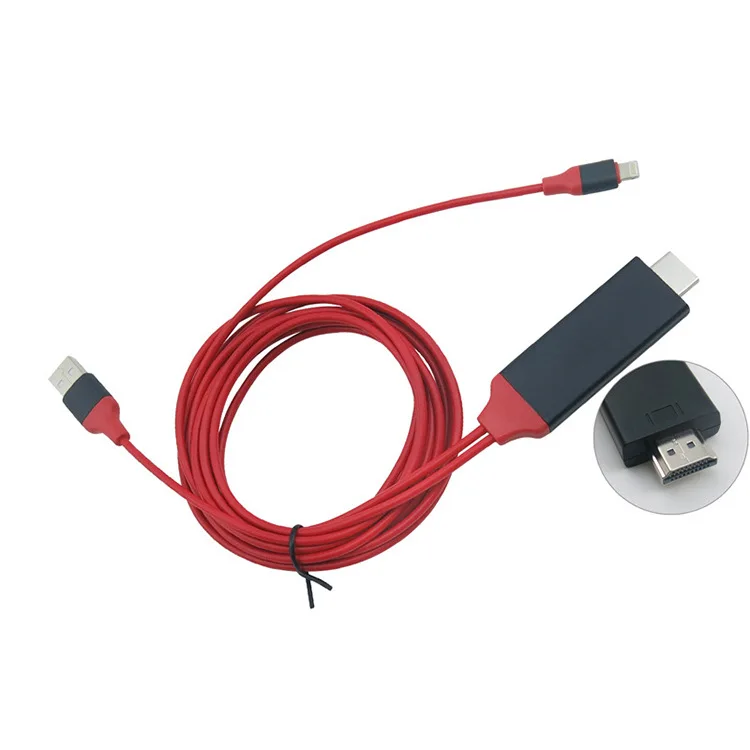 2 м Модернизированная версия PLUG AND PLAY USB Light ning на HDMI адаптер Цифровой AV для iPhone 7/6/5