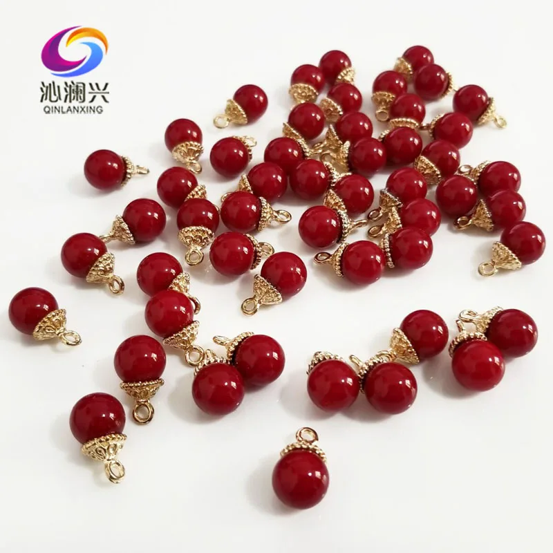 Новинка! 10 мм дюймов ярко красный сплав круглой формы + подвесные бусины с