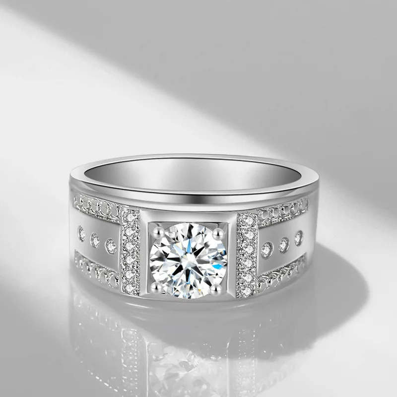 1.25ct карат Cz мужские кольца мужские серебряные обручальные кольца 7 мм огромный камень модные ювелирные изделия Прямая