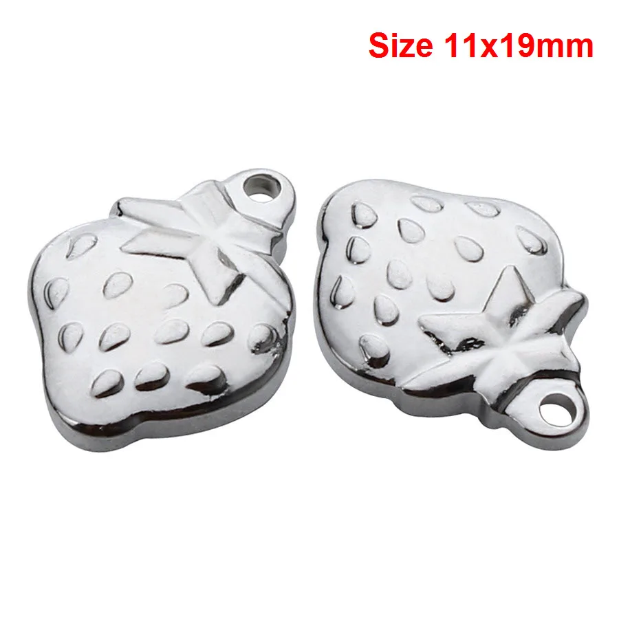Ckysee 10Pcs/lot Stainless Steel Strawberry Apple Fruit Floating Chams Silver Tone Metal Pendant Charms For Diy Jewelry Making | Украшения