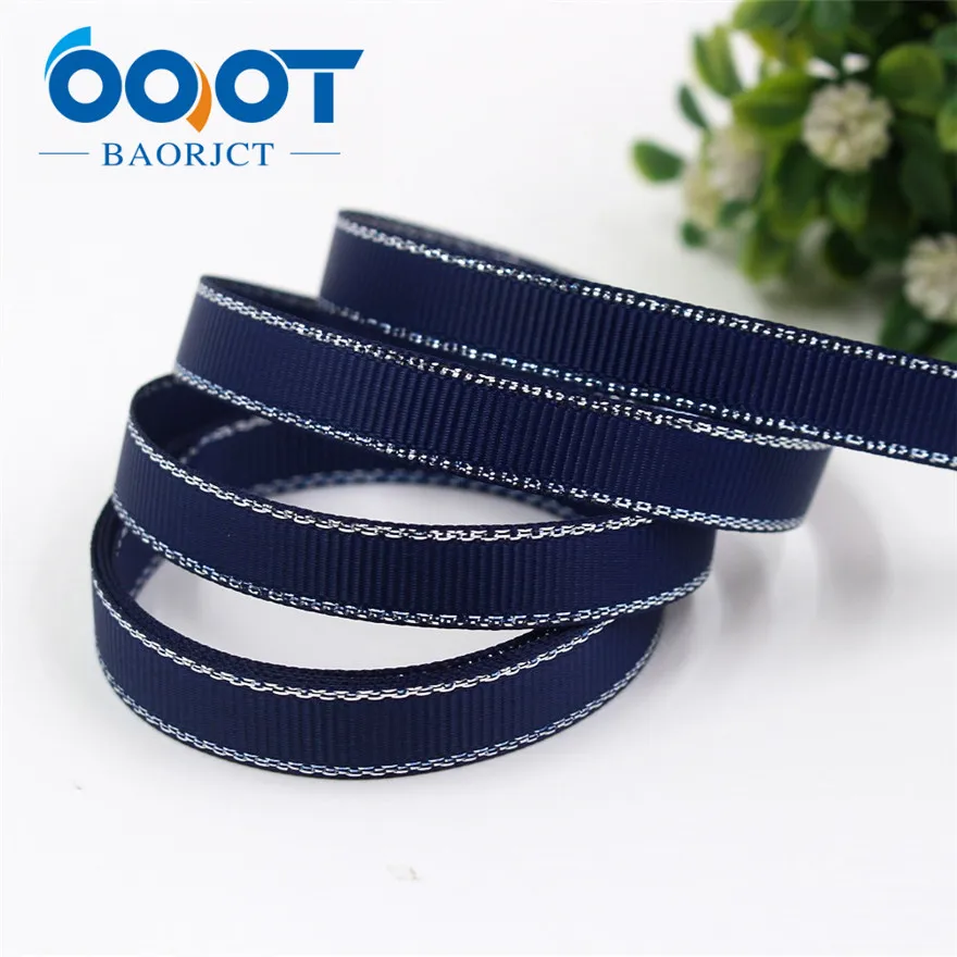I-19316-572 OOOT BAORJCT I-19316-565 10 мм 10 ярдов Серебряный двусторонний grosgrain ленты, DIY лук кепки аксессуары и украшения - Цвет: I-19316-572