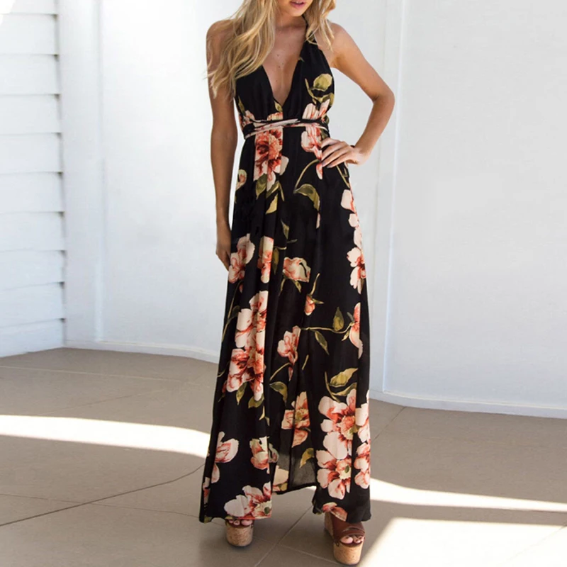 Летнее богемное пляжное большой маятник женское сексуальное платье с v-образным