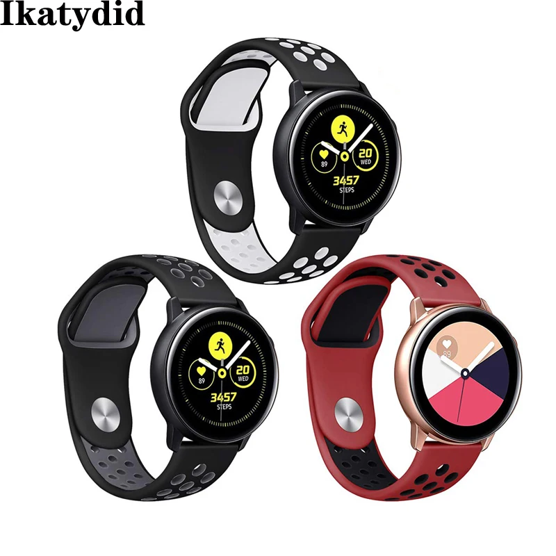 22 мм ремешок для спортивных часов samsung galaxy watch 42 active amazfit bip S2 силиконовый браслет