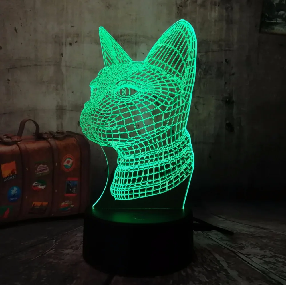 Новинка ночник amрой в виде кошки H 7 цветов 3D светодиодный настольная лампа для