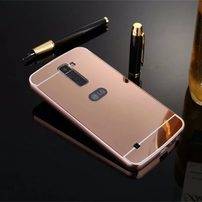 Роскошный Гибридный чехол с зеркальным эффектом для LG K7 K 7 жесткий Золотой