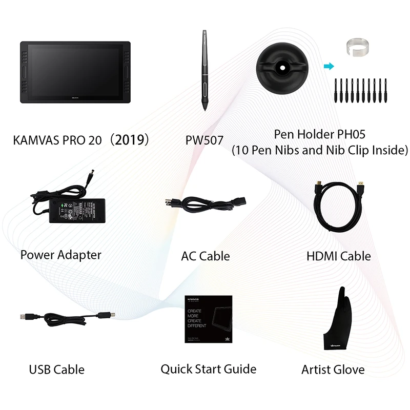 KAMVAS Pro 20 версия с наклоном графический планшет монитор 8192 Leverls чувствительность к давлению ручка дисплей чертежный планшет