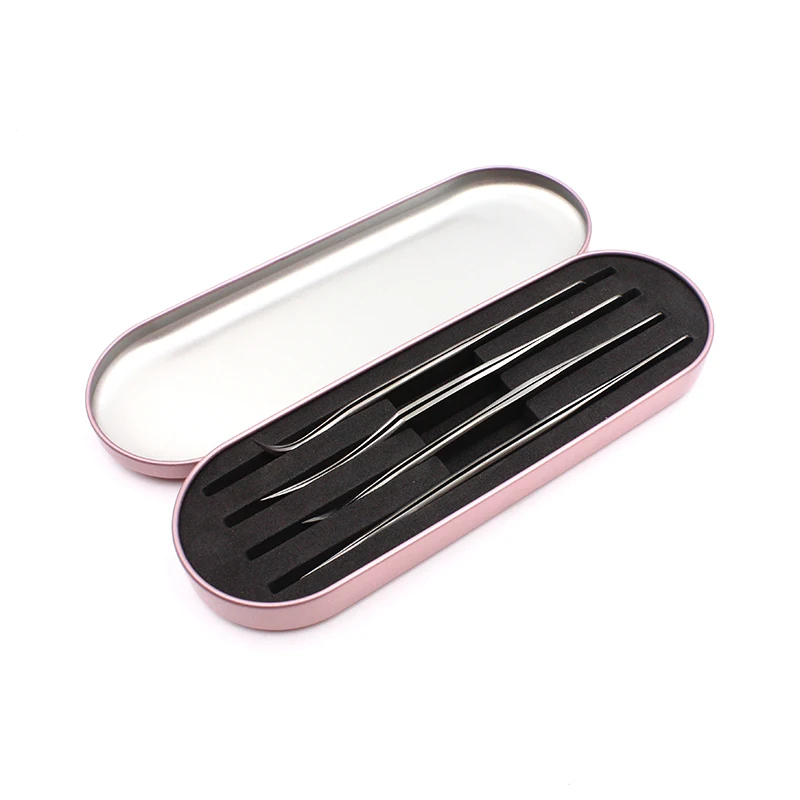 4 отделения Изысканная жестяная коробка для хранения красивых ресниц Щипцы