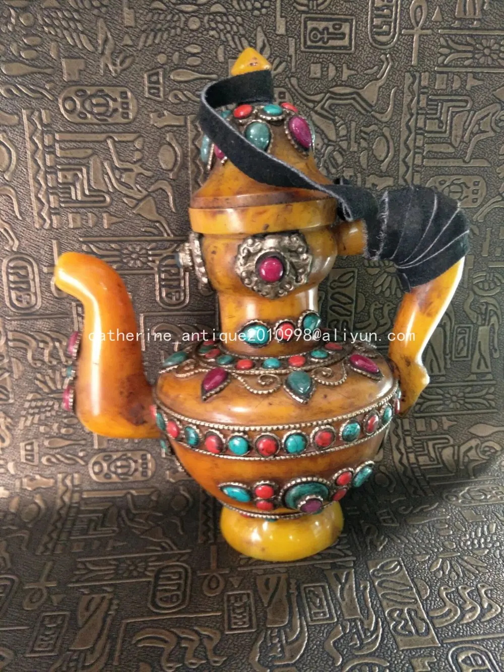 

Редкий Старый тибетский пчелиный воск и драгоценный камень и серебряный чайник статуя/скульптура, лучшая коллекция и украшение, бесплатная...
