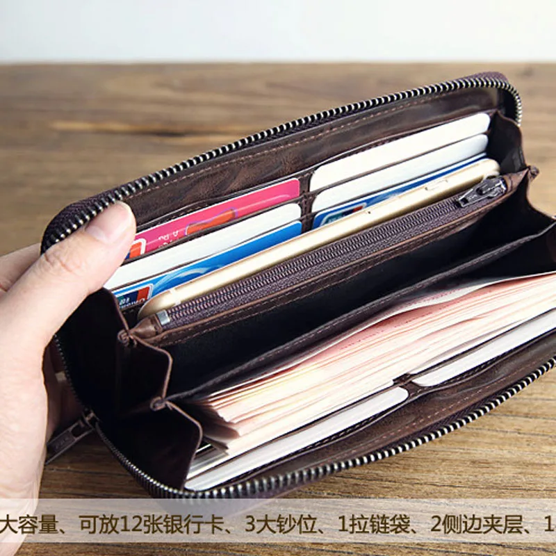 Мужской кожаный кошелек AETOO брендовая длинная Сумочка посылка ческая винтажная