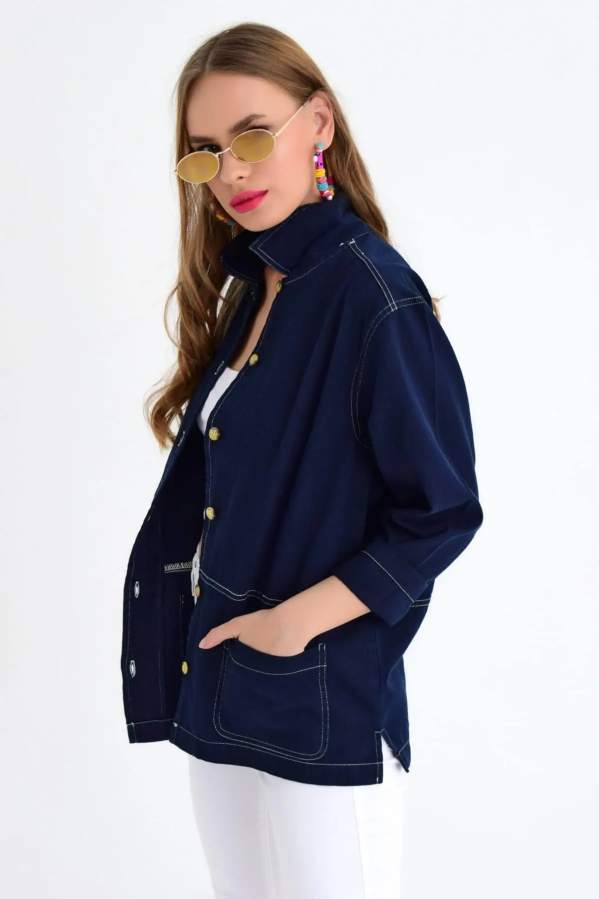 Крутая и сексуальная женская темно синяя джинсовая куртка UX07|Женские куртки| |