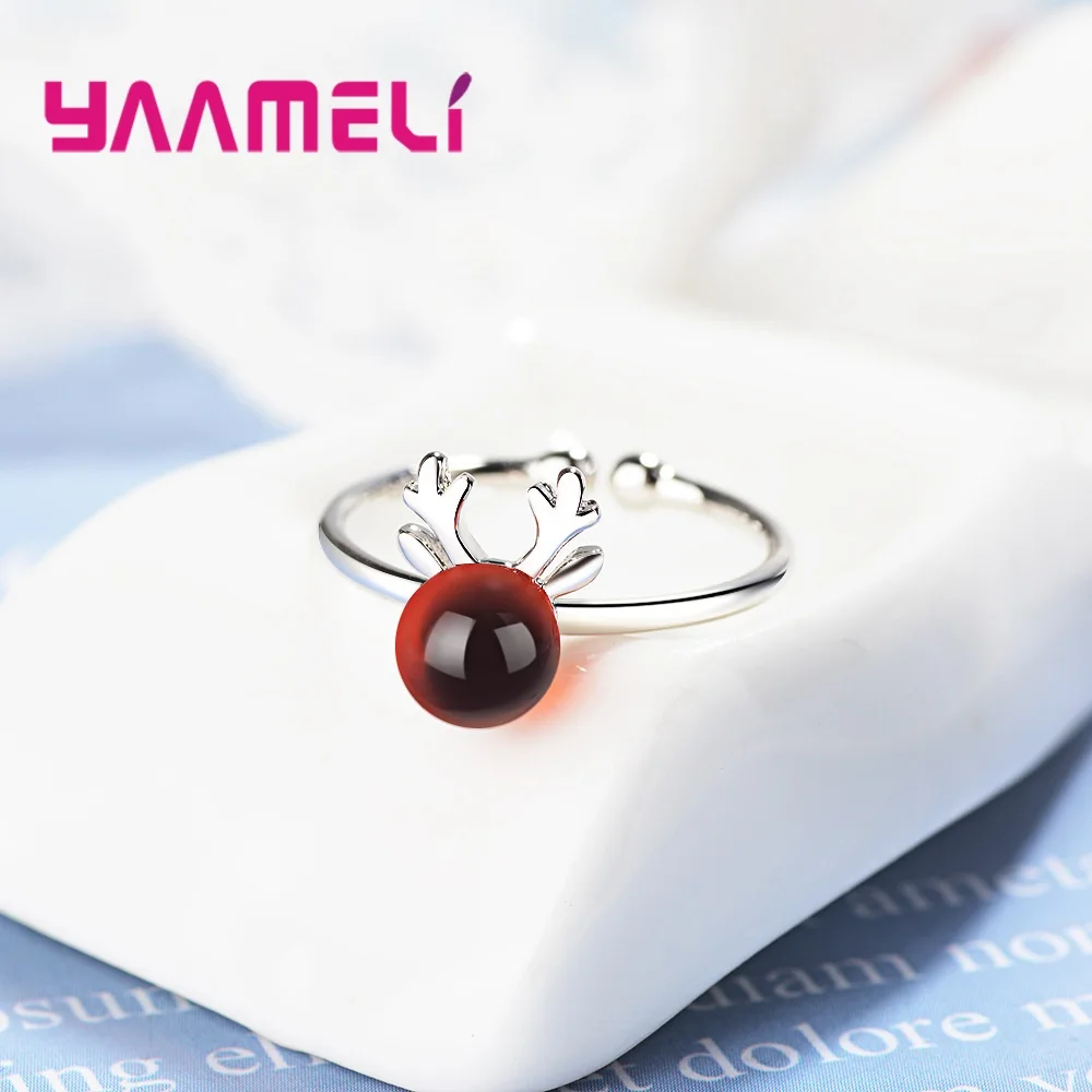 Кольцо с рога клубники и кристаллами милое кольцо регулируемым размером 925 пробы