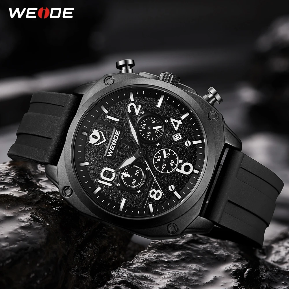WEIDE мужской черный силиконовый ремень кварцевые Move Мужские t модные повседневные