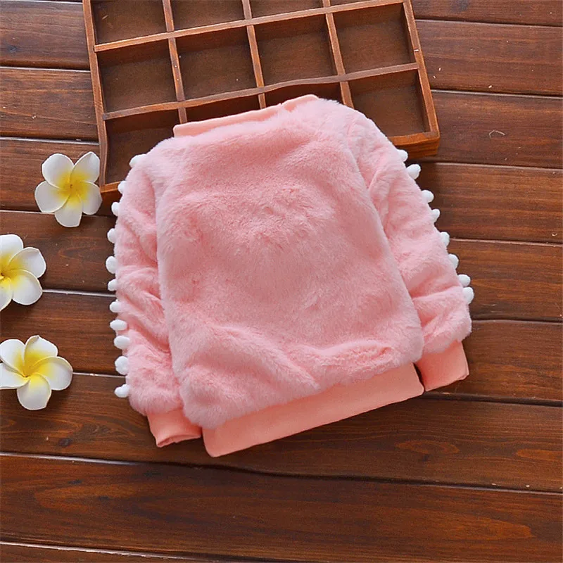 BibiCola/Зимний утепленный вельветовый свитер для маленьких девочек пуловер