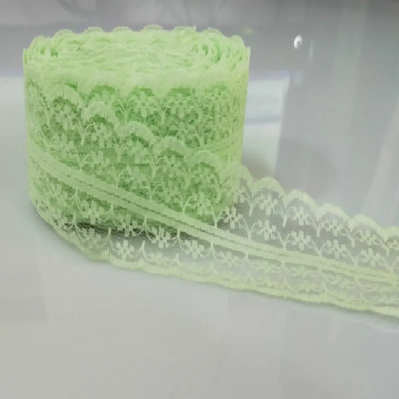Fluorescent green 10 ярдов/партия, 19 цветов, кружево, лента, тесьма 45 мм, кружевная отделка, ткань, сделай сам, вышитая сетка, белый кружевной шнур для шитья, украшения - Цвет: Fluorescent green