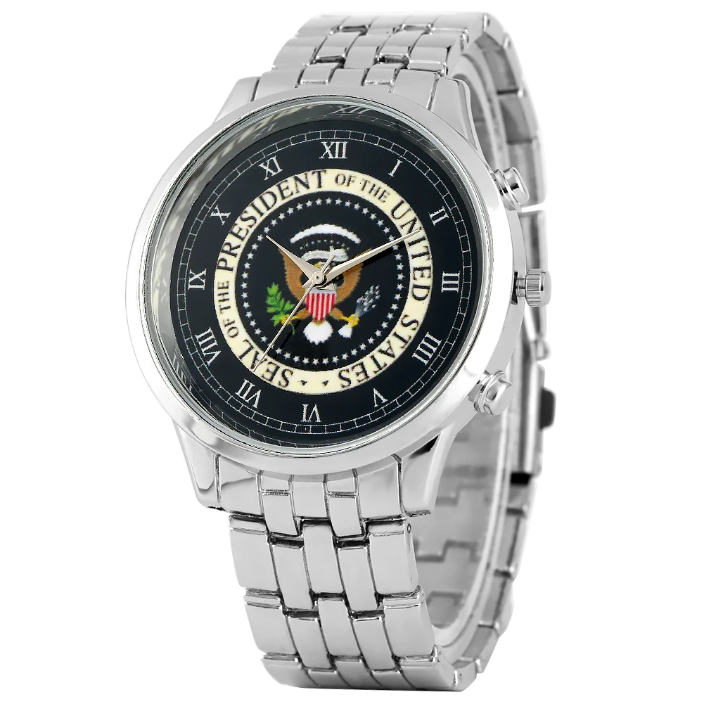 Vogue Seal of The President of The США шаблон часы для мужчин премиум сплава ремешок часы для мужчин кварцевые наручные часы
