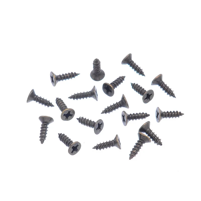 500PCs Flat Round Head Phillips Screws Fit Hinges Recessed Countersunk Self-Tapping Bronze Tone 6x2mm | Обустройство дома