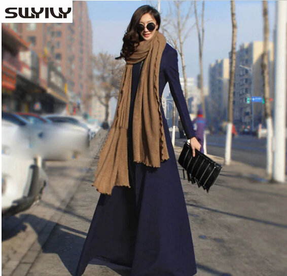 

Женское длинное кашемировое пальто, приталенное зимнее пальто большого размера 3XL на молнии в европейском стиле, разные цвета