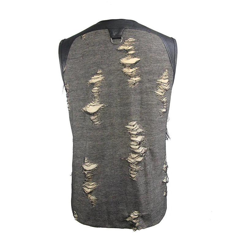 

Punk Gothic Mens Tank Top Rock Sleeveless Ripped Scratch Tees Lace Up Casual Fashion Vest New Trendy New Summer Streetwear