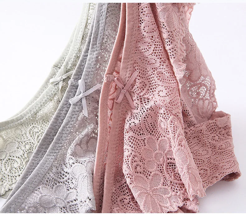 Бесшовные женские трусики сексуальные кружевные с низкой талией прозрачные