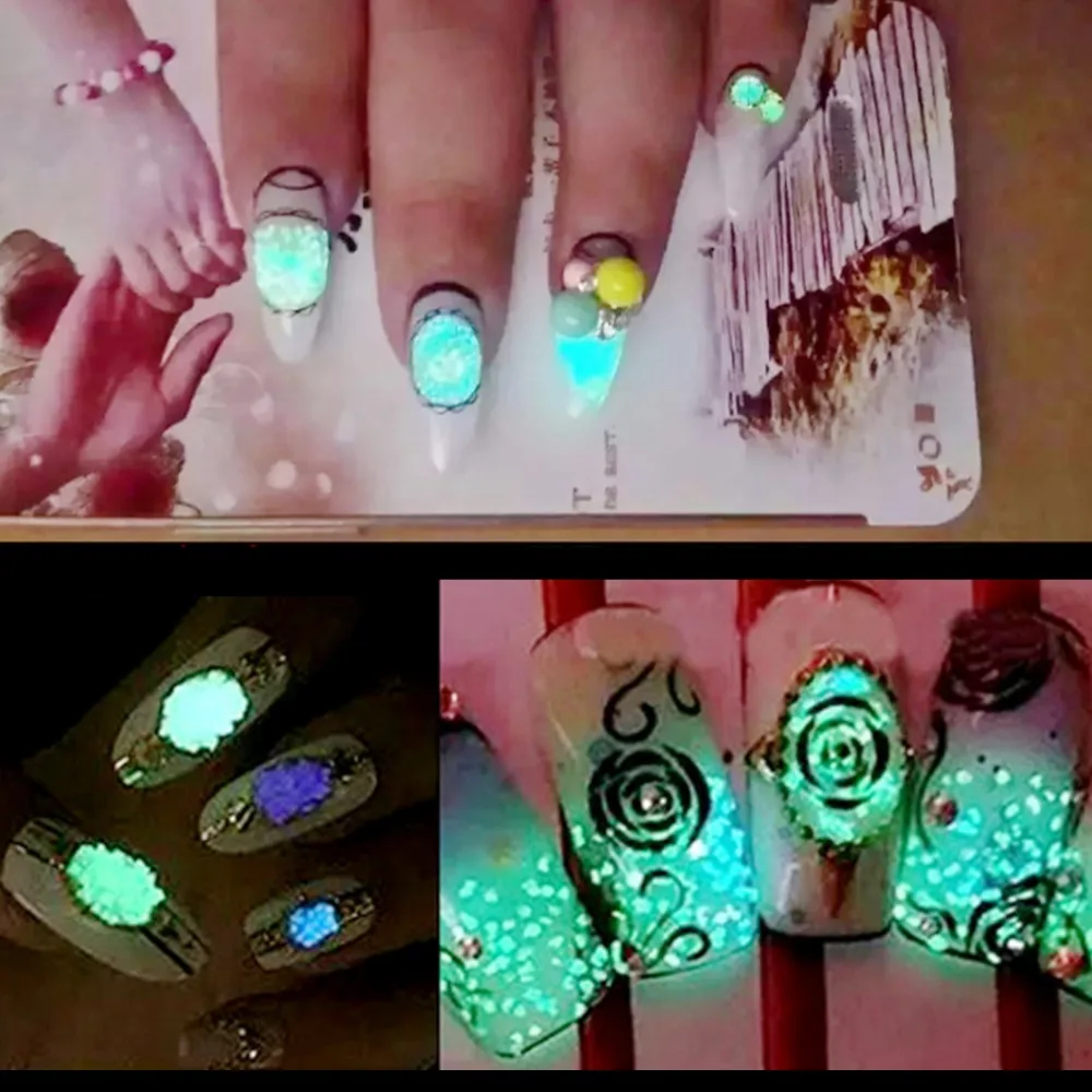 6 цветов ювелирные изделия для ногтей светящийся дрейфующий песок с