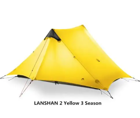 3F UL GEAR LanShan 2 человек наружная Сверхлегкая палатка для кемпинга 3 сезона профессиональная 15D Silnylon Бесшумная палатка - Цвет: yellow 2p 3 season